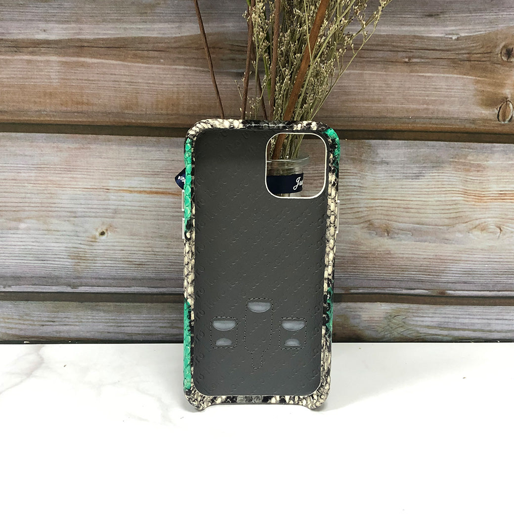 Snake embossed Elasticity Kickstand Leather Phone case iPhone 11