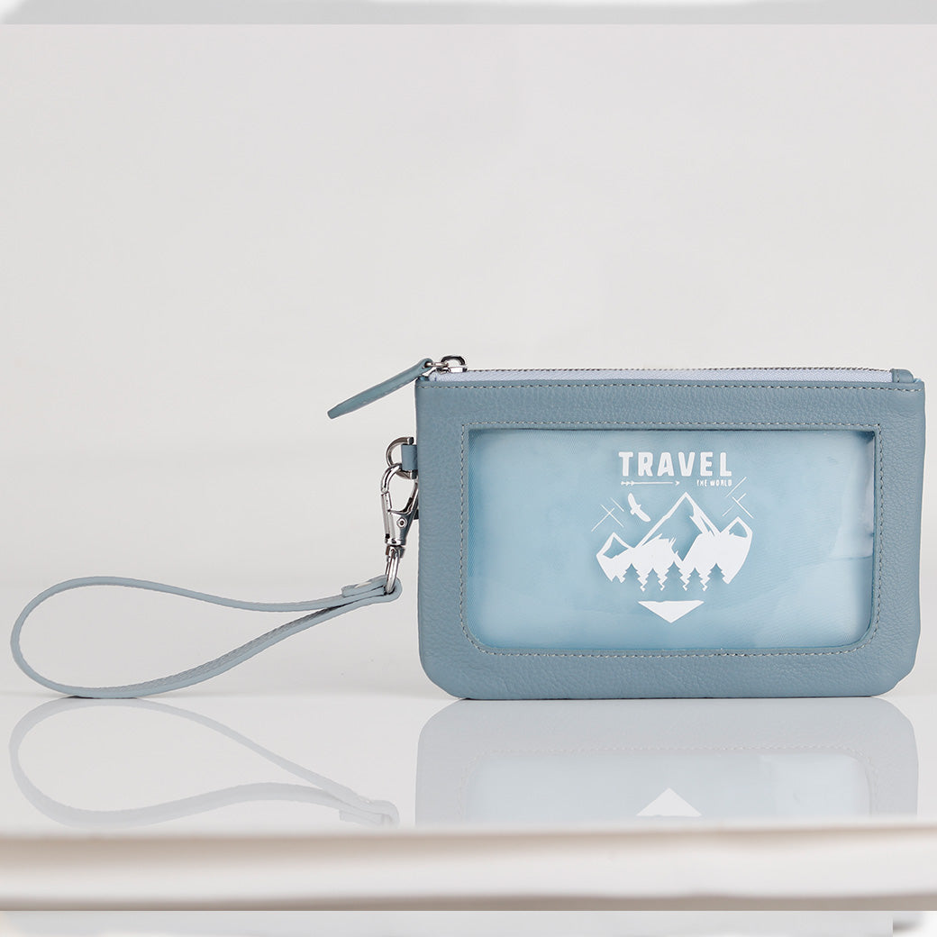 Silk Screen Series Italian Premium Leather Zipper Pocket Bag