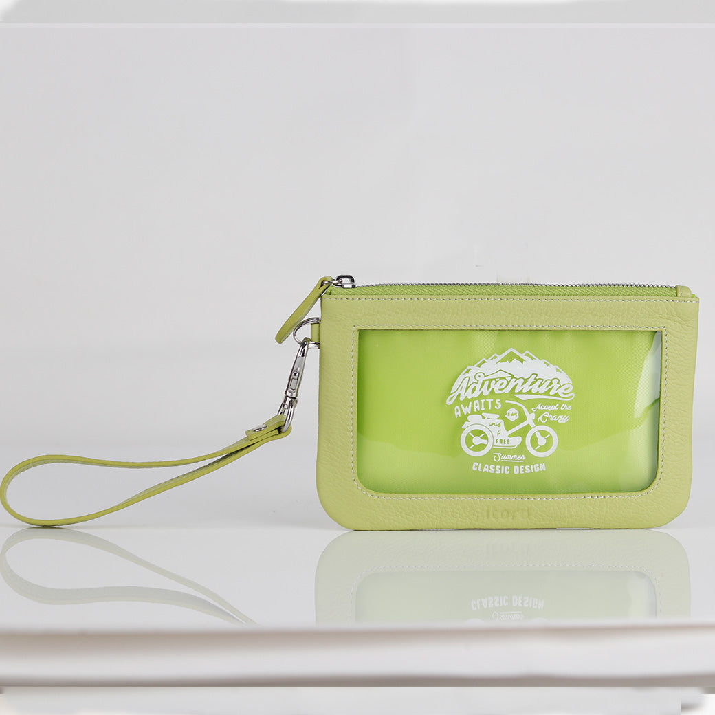 Silk Screen Series Italian Premium Leather Zipper Pocket Bag