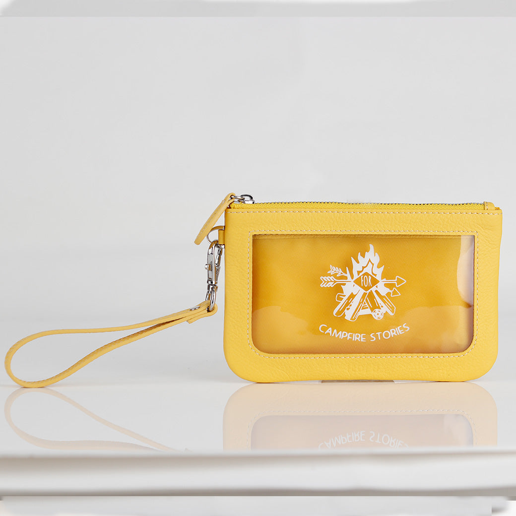 Silk Screen Series Italian Premium Leather Zipper Pocket Bag