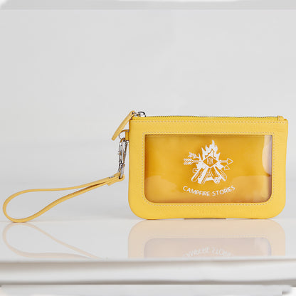 Silk Screen Series Italian Premium Leather Zipper Pocket Bag