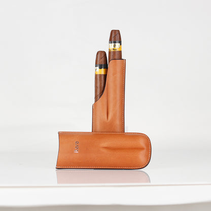 Brown Classy Italian Premium Leather Cigar Case