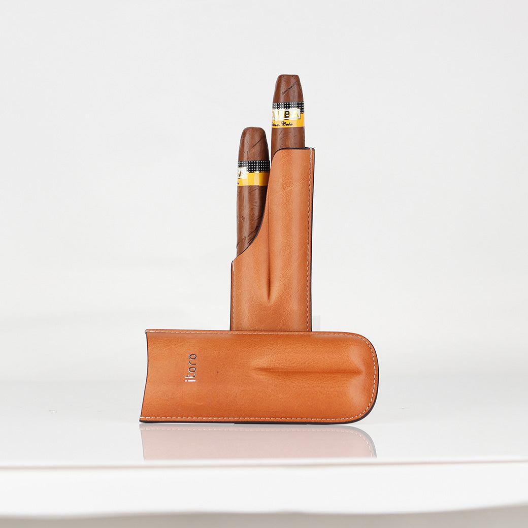 Brown Classy Italian Premium Leather Cigar Case