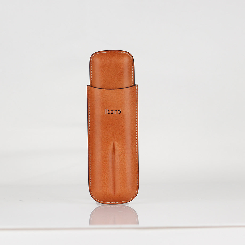 Brown Classy Italian Premium Leather Cigar Case
