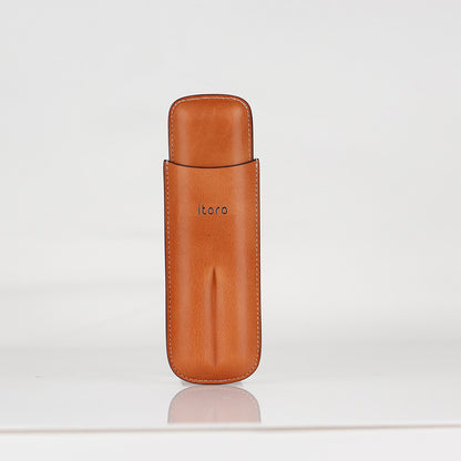 Brown Classy Italian Premium Leather Cigar Case