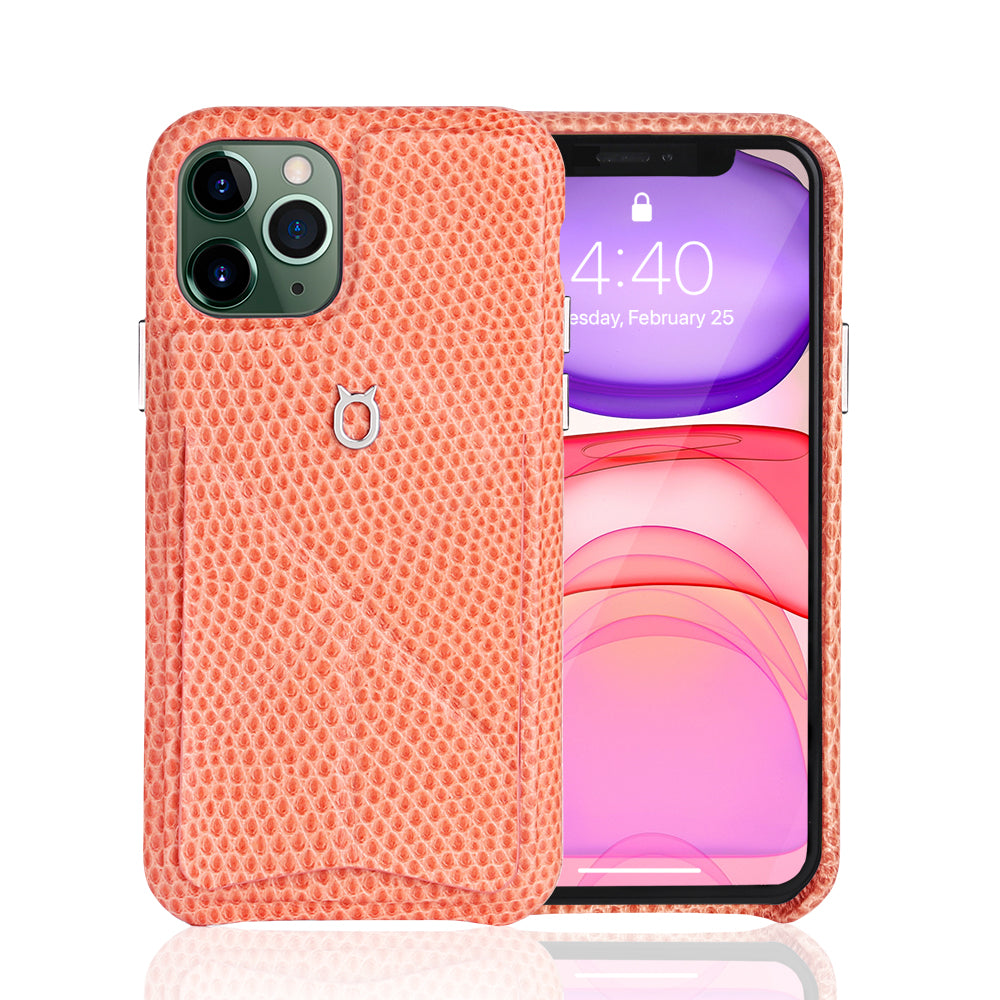iPhone 11 Pro Max Italian Lizard Leather Case with Multiple standing function - Pink
