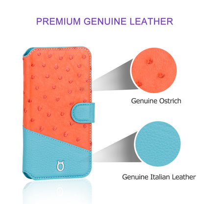 Ostrich Leather Flip Wallet Phone Case iPhone 11