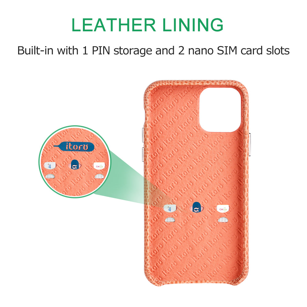 iPhone 11 Italian Lizard Leather Case with Multiple standing function - Pink
