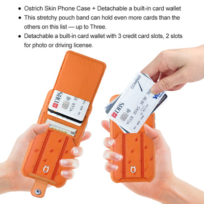 Ostrich detachable kickstand Wallets Leather Case iPhone 11 Pro - Orange