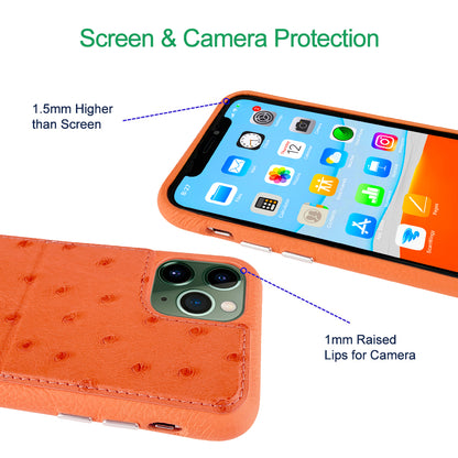 Ostrich Leather Phone Case with stand function_ iPhone 11 Pro