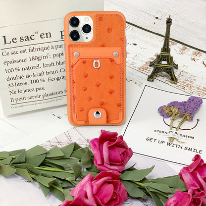 Ostrich detachable kickstand Wallets Leather Case iPhone 11 Pro Max - Orange