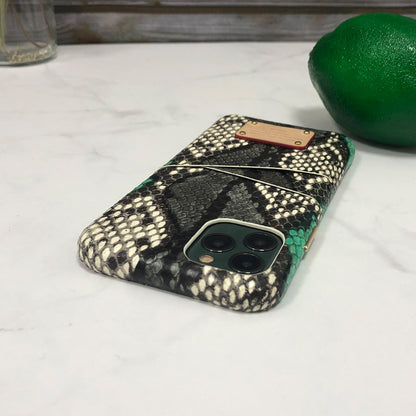 Multi-colored Snake embossed Leather Phone Case iPhone 11 Pro