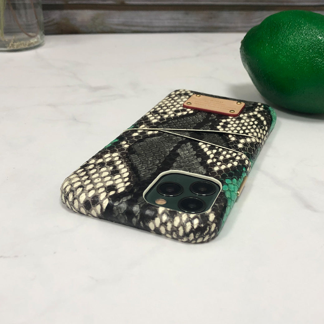 Multi-colored Snake embossed Leather Phone Case iPhone 11 Pro Max