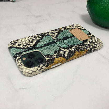 Multi-colored Snake embossed Leather Phone Case iPhone 11 Pro