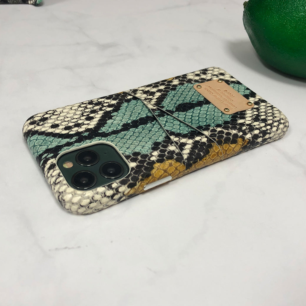 Multi-colored Snake embossed Leather Phone Case iPhone 11 Pro Max