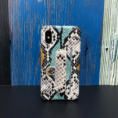 Snake embossed Elasticity Kickstand Leather Phone case iPhone 11 Pro Max - Blue