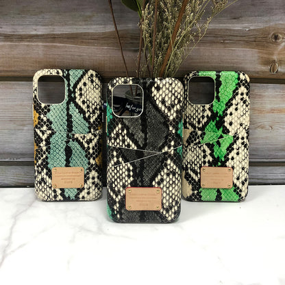 Multi-colored Snake embossed Leather Phone Case iPhone 11