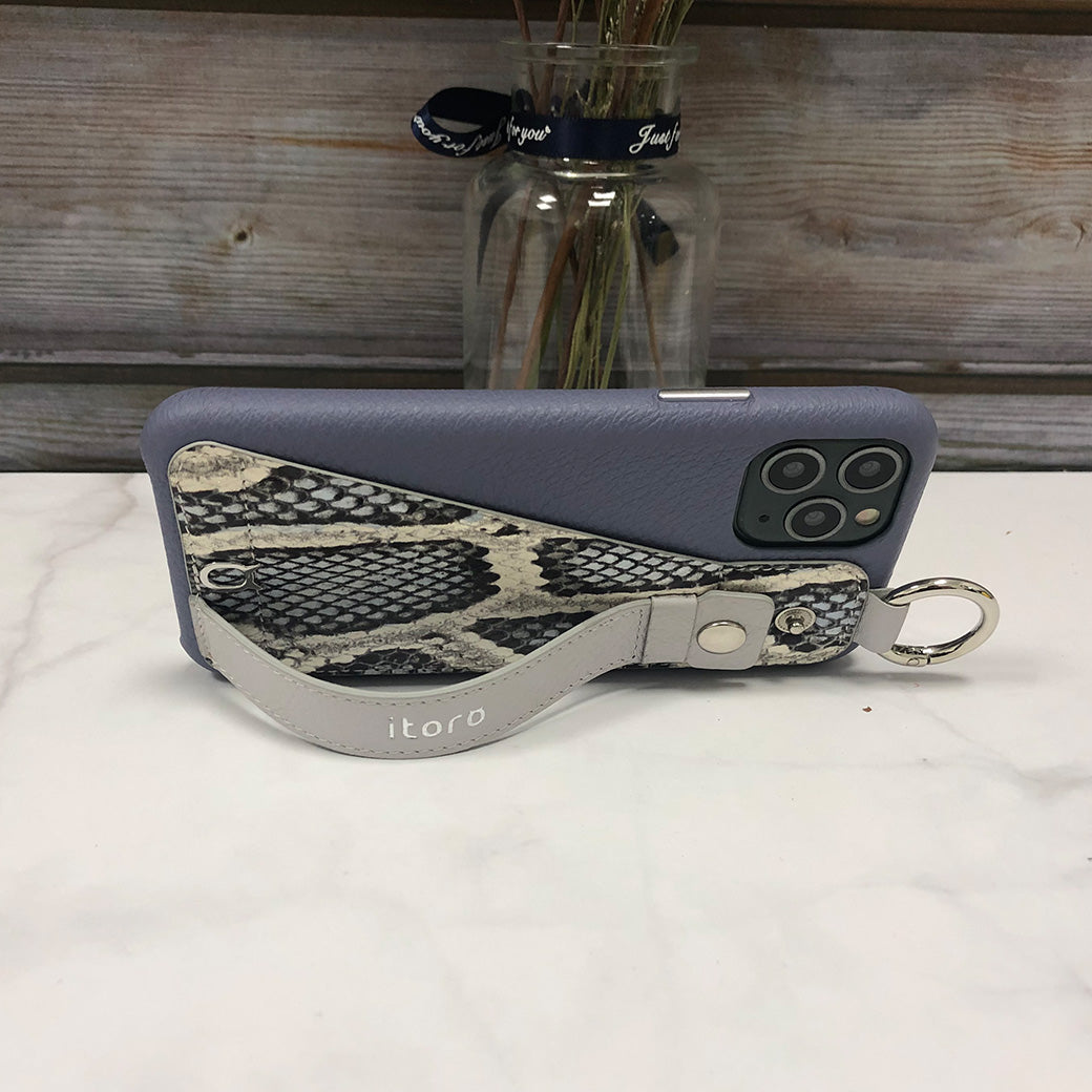 Snake embossed series edition Italian Leather kickstand Case iPhone 11 Pro Max - Blue