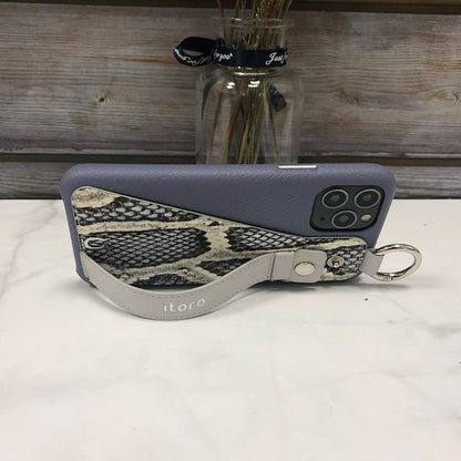 Snake embossed series edition Italian Leather kickstand Case iPhone 11 Pro Max - Blue