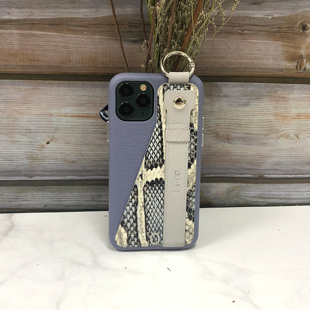 Snake embossed series edition Italian Leather kickstand Case iPhone 11 Pro - Blue