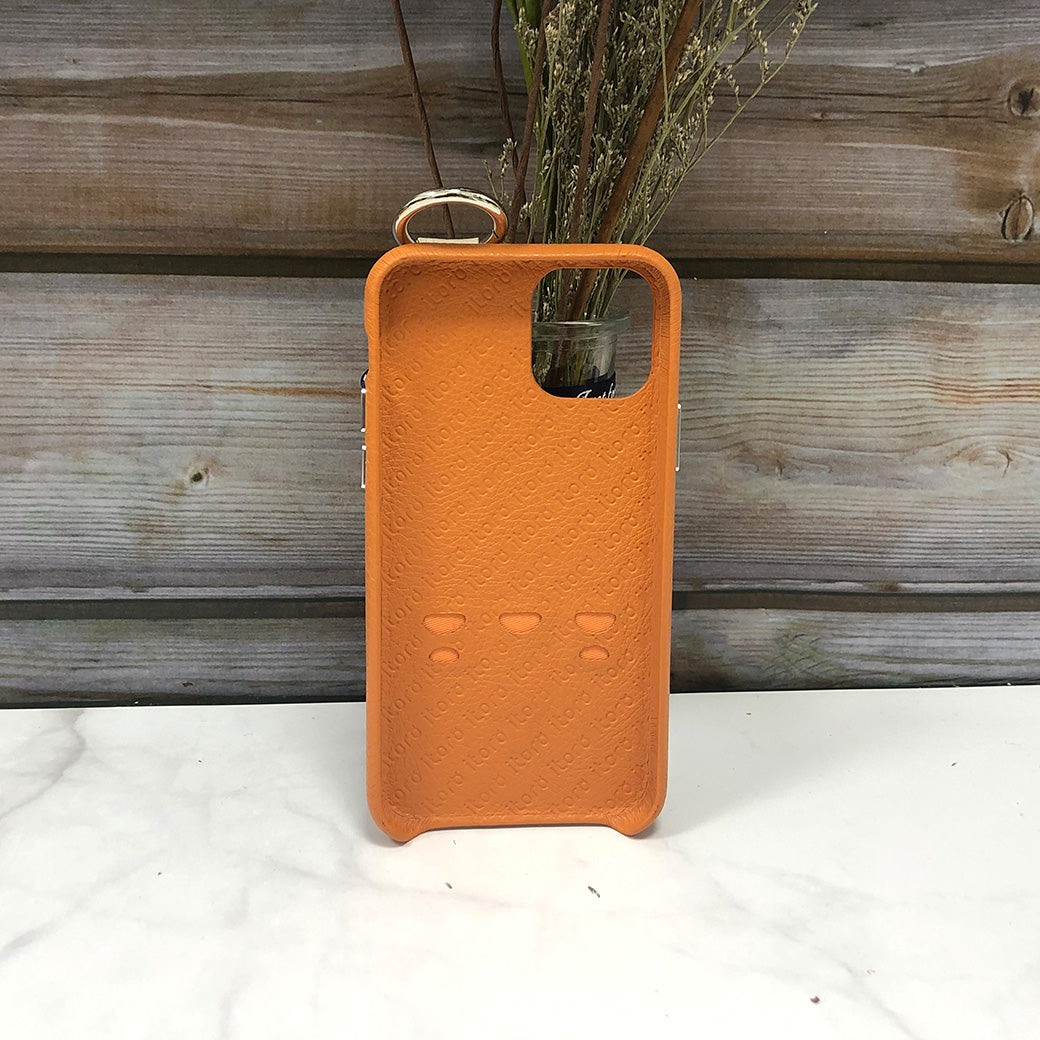 Snake embossed series edition Italian Leather kickstand Case iPhone 11 - Orange