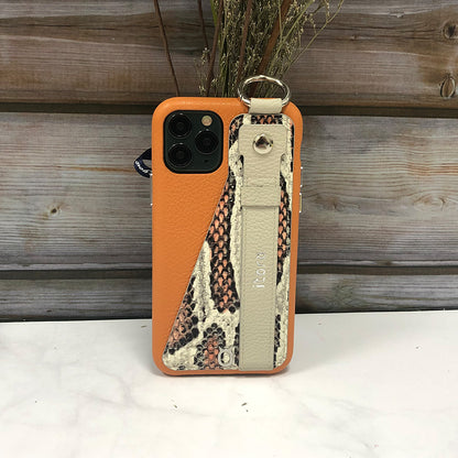 Snake embossed series edition Italian Leather kickstand Case iPhone 11 Pro Max - Orange