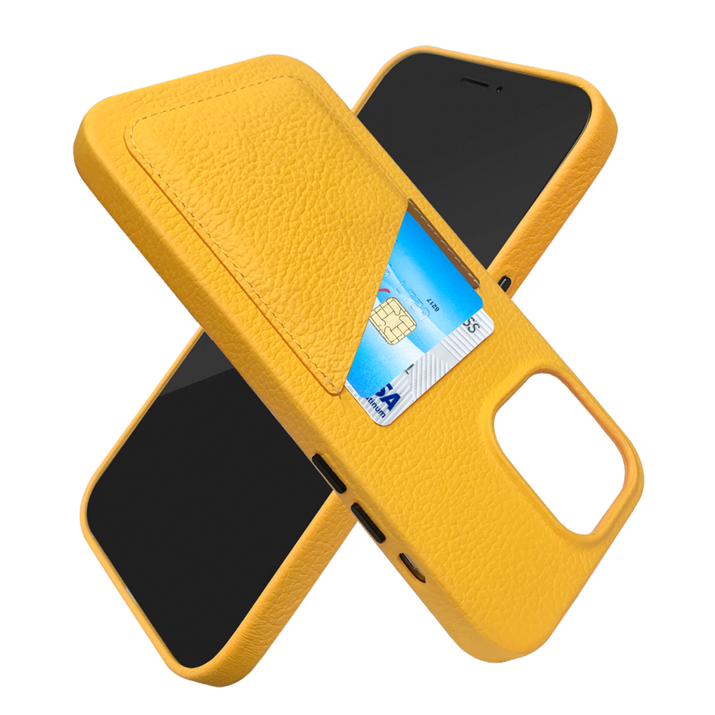 Yellow Leather Magnetic Wallet Case for iPhone 14 Pro MAX (6.7