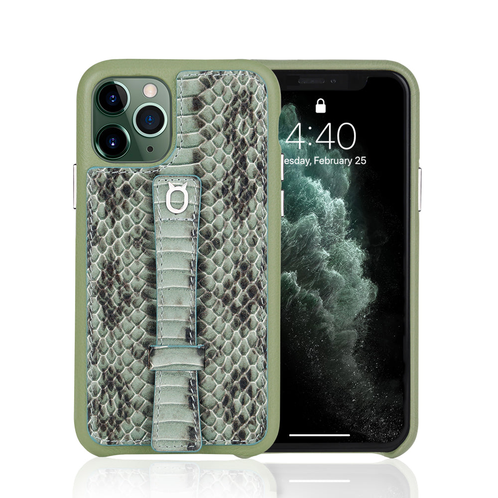 Multicolor "2" Snake embossed leather iPhone 11 Pro Case - Green