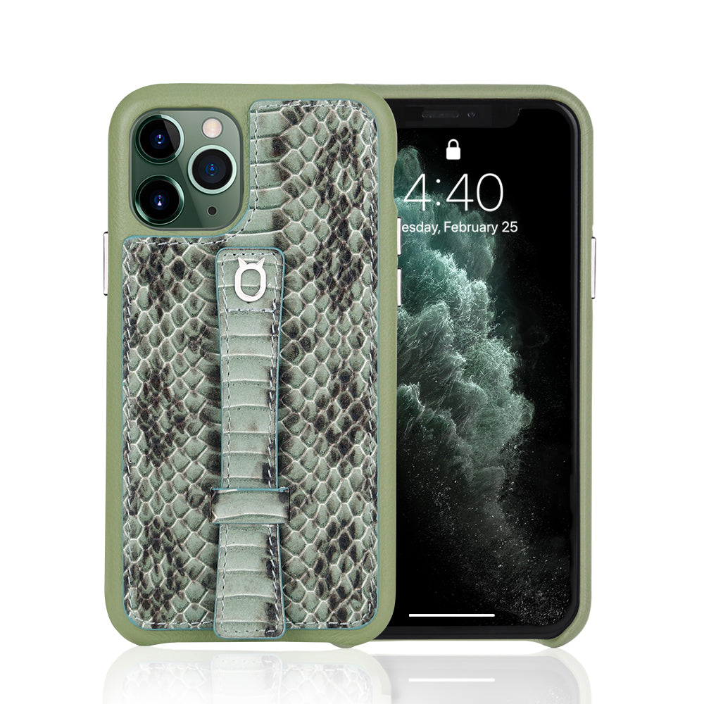 Multicolor "2" Snake embossed leather iPhone 11 Pro Max Case - Green