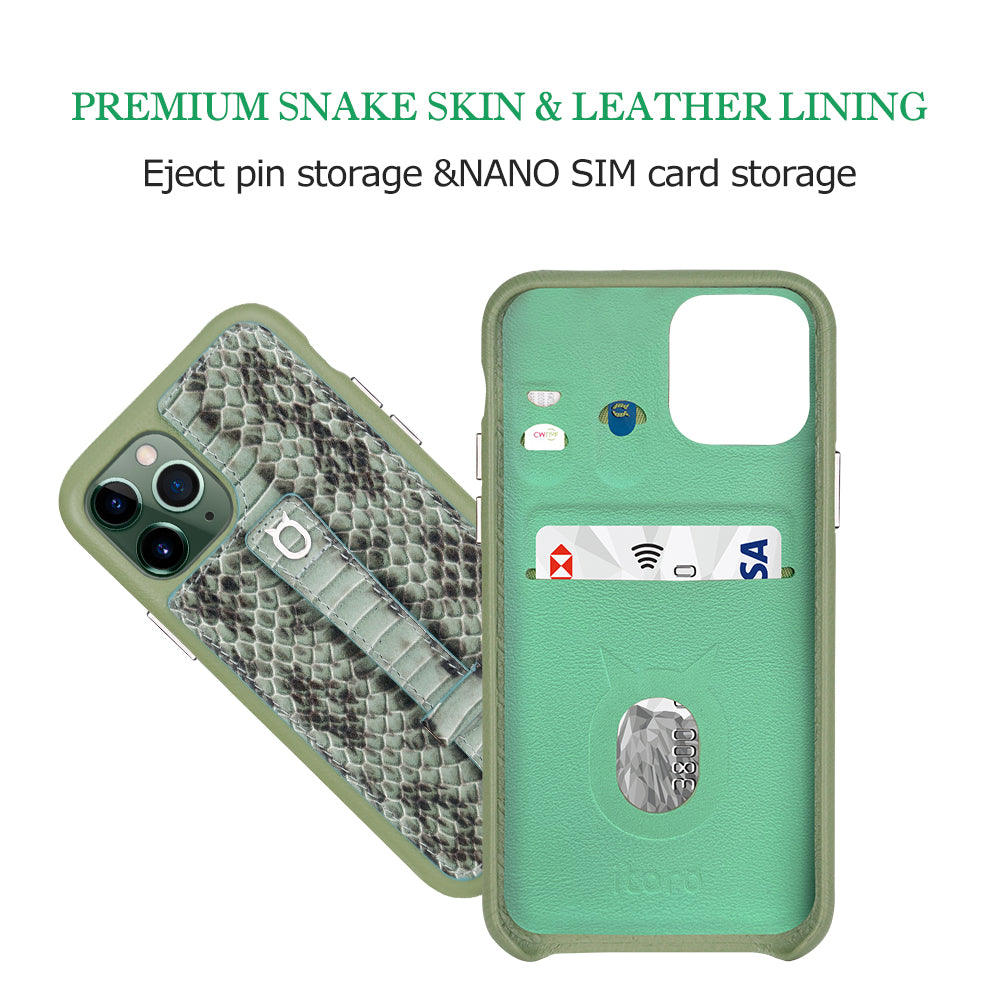 Multicolor "2" Snake embossed leather iPhone 11 Case - Green