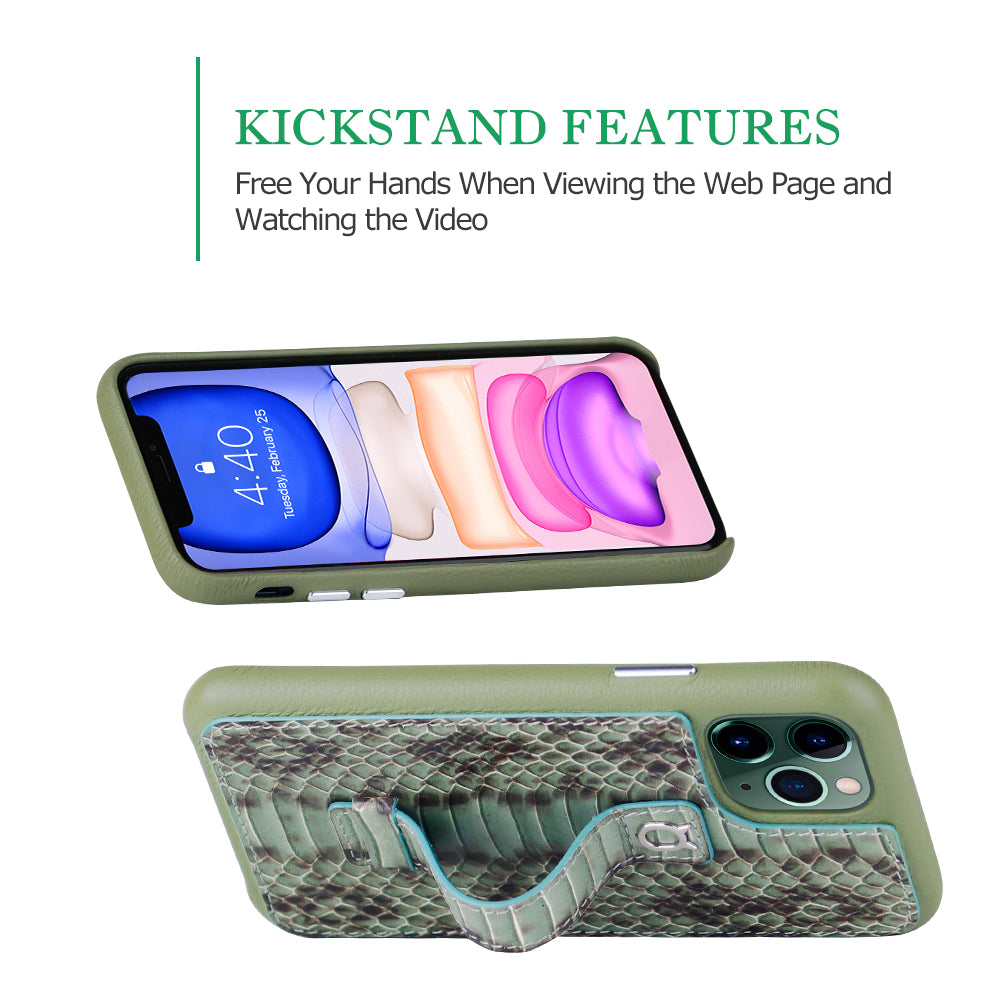 Multicolor "2" Snake embossed leather iPhone 11 Pro Case - Green