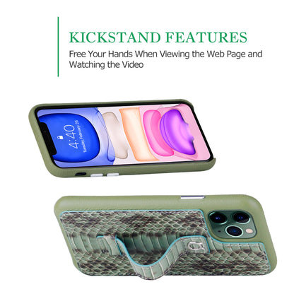 Multicolor "2" Snake embossed leather iPhone 11 Case - Green