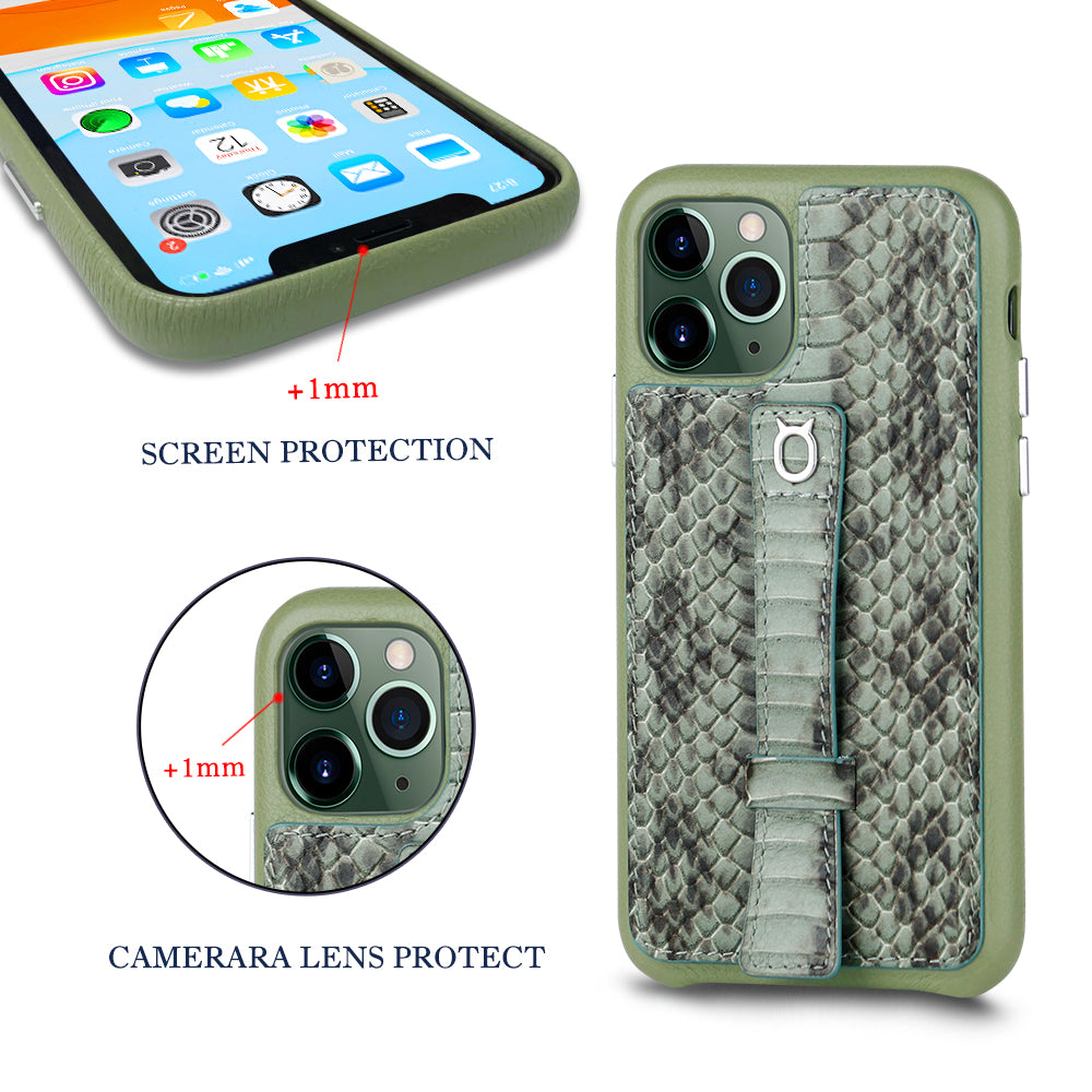 Multicolor "2" Snake embossed leather iPhone 11 Pro Case - Green