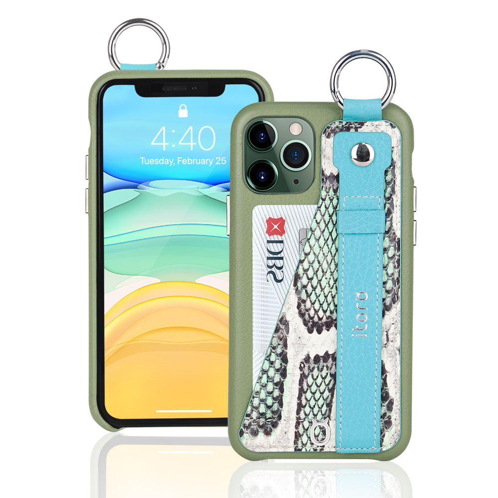 Snake embossed series edition Italian Leather kickstand Case iPhone 11 - Green