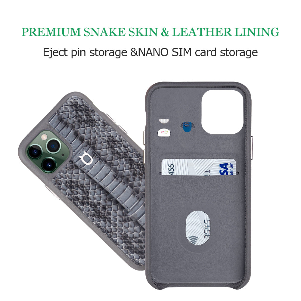 Multicolor "2" Snake embossed leather iPhone 11 Case - Black