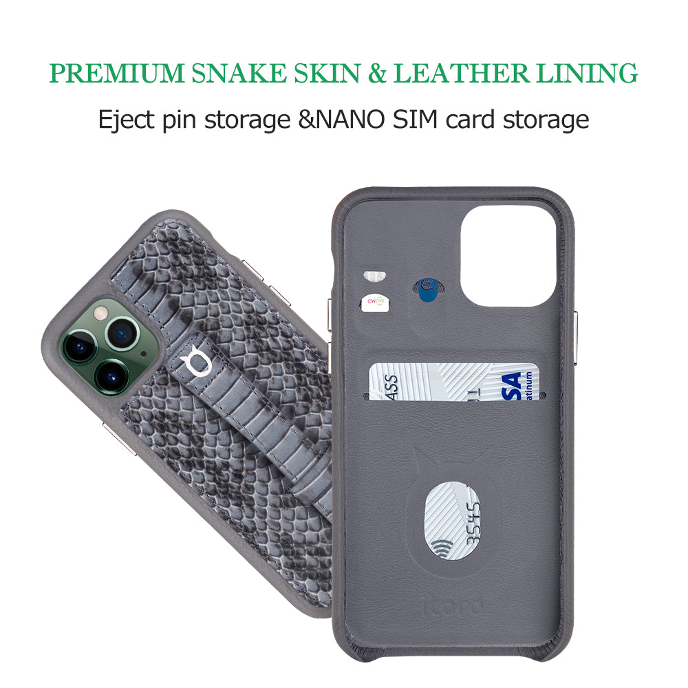 Multicolor "2" Snake embossed leather iPhone 11 Pro Case - Black