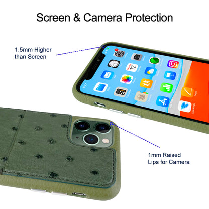 Ostrich Leather Phone Case with stand function_ iPhone 11 Pro Max