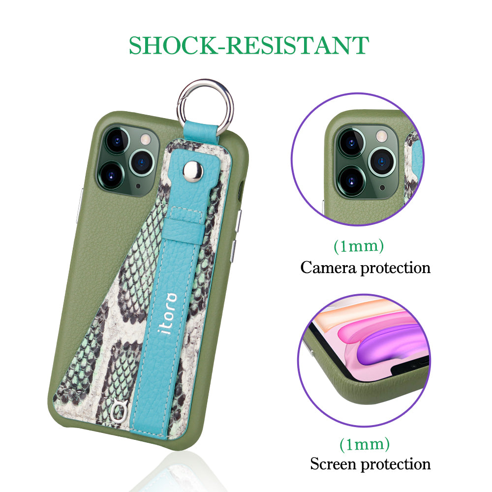Snake embossed series edition Italian Leather kickstand Case iPhone 11 - Green