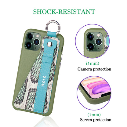 Snake embossed series edition Italian Leather kickstand Case iPhone 11 - Green