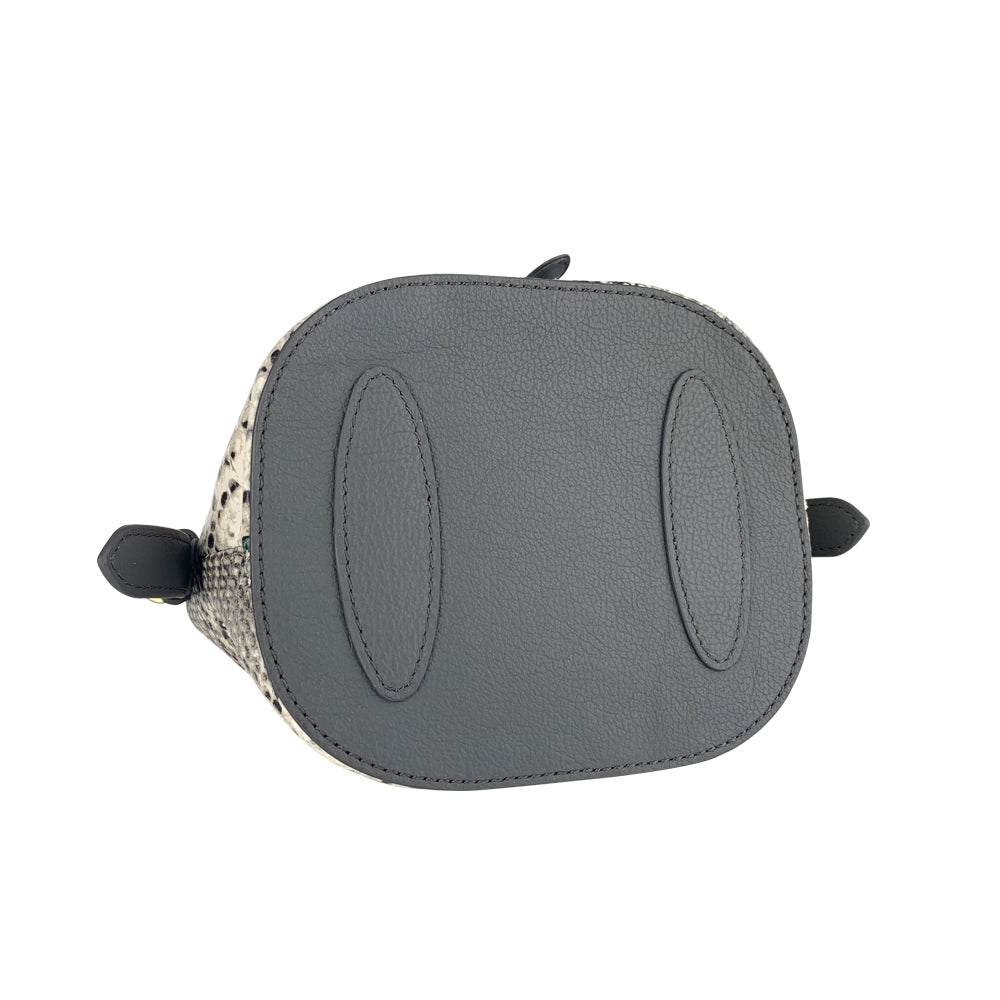 ITORO Italian Python Series Leather Mini Shoulder Bucket Bag - Grey