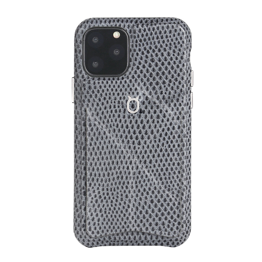 iPhone 11 Pro Italian Lizard Leather Case with Multiple standing function - Black