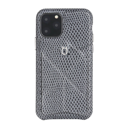 iPhone 11 Pro Italian Lizard Leather Case with Multiple standing function - Black