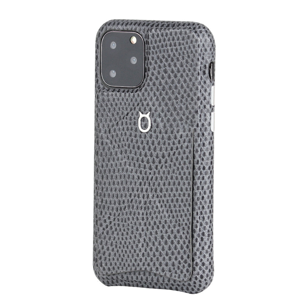 iPhone 11 Pro Italian Lizard Leather Case with Multiple standing function - Black