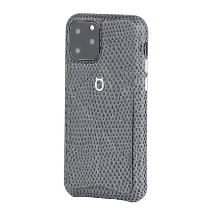 iPhone 11 Pro Italian Lizard Leather Case with Multiple standing function - Black
