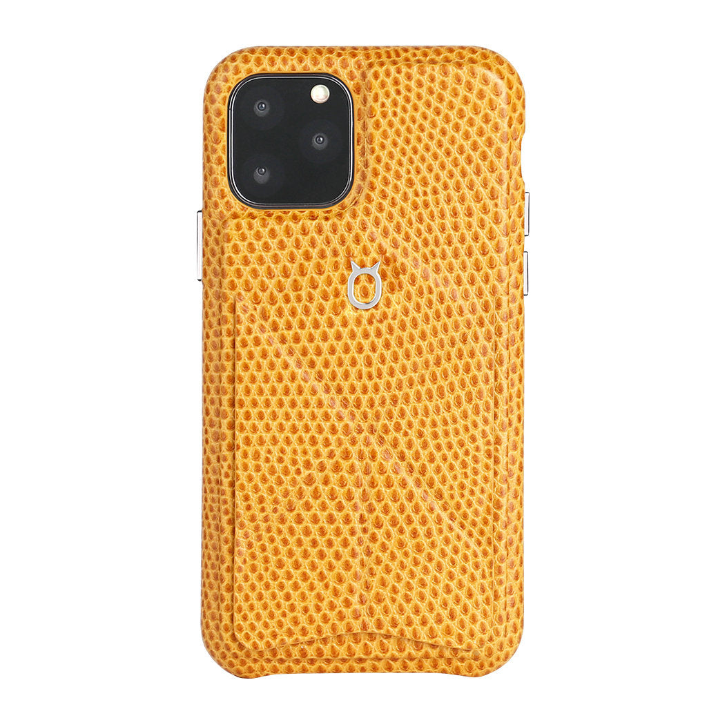 iPhone 11 Pro Italian Lizard Leather Case with Multiple standing function - Orange