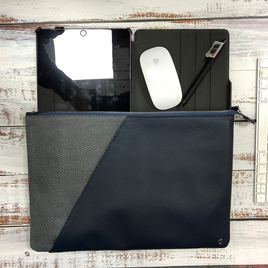 Italian Lizard Embossed Leather MacBook Series Bag with Splicing leather designed