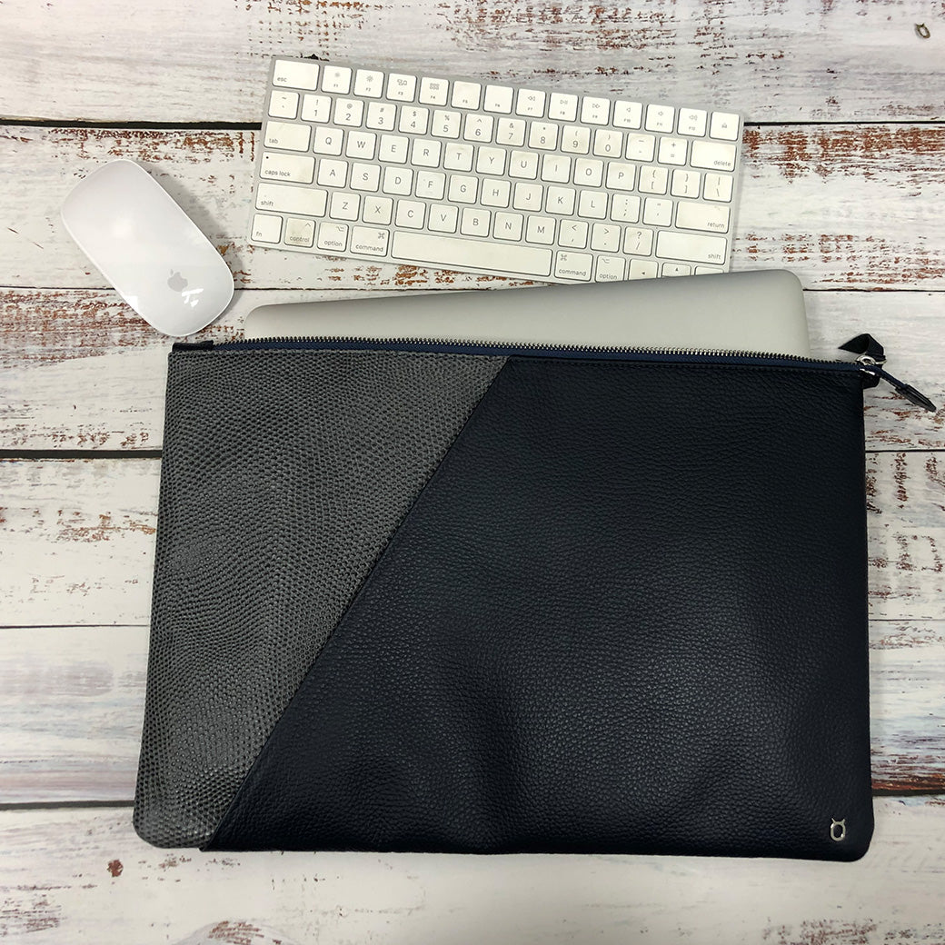 Italian Lizard Embossed Leather MacBook Series Bag with Splicing leather designed