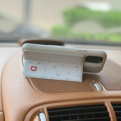 Ostrich Kickstand Leather Phone Case iPhone 11 Pro