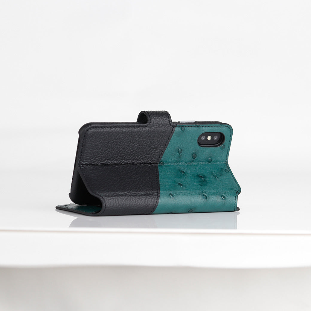 Ostrich Leather Flip Wallet Phone Case iPhone 11 Pro