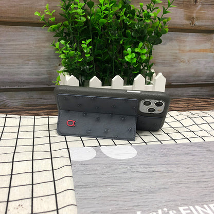Ostrich Kickstand Leather Phone Case iPhone 11 Pro